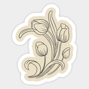 Lily Tulip Line Art Illustration Sticker